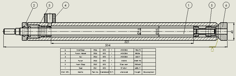 焊接式液压缸 25x16x320 mm