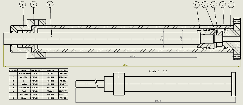 磨机式液压缸（后法兰固定）63x36x500mm