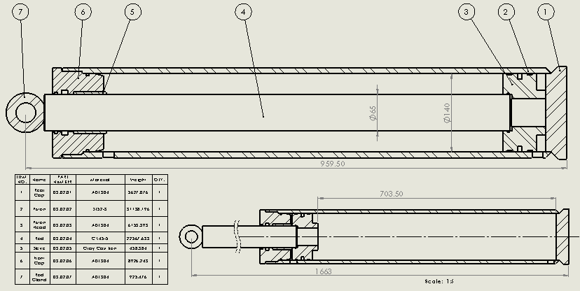 焊接式液压缸（前部固定安装）140x65x700毫米