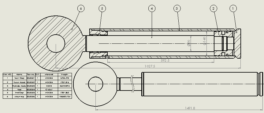 焊接式液压缸（前部固定安装）140x90x590毫米