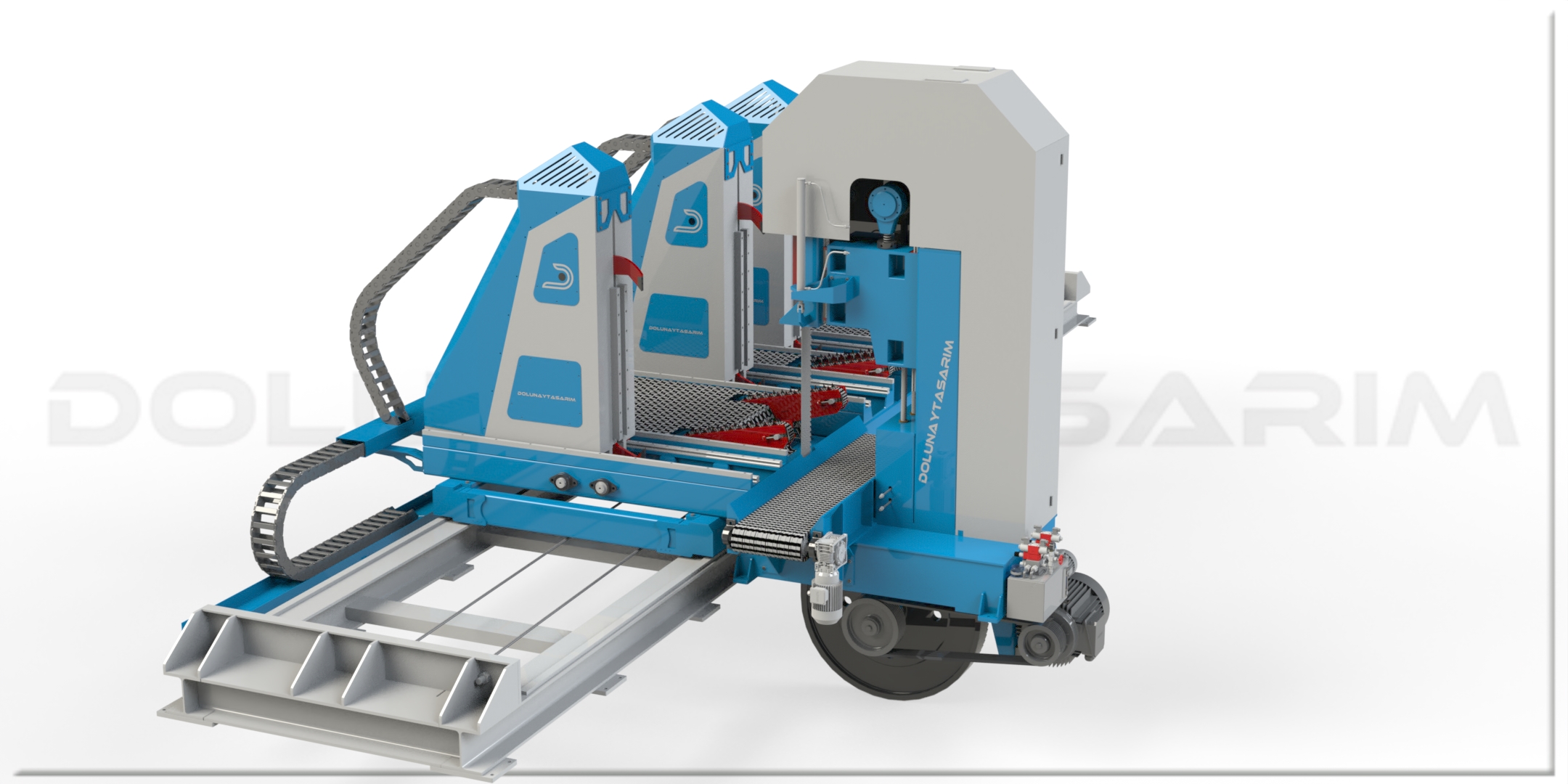 120厘米重型垂直带锯车式原木切片机生产线