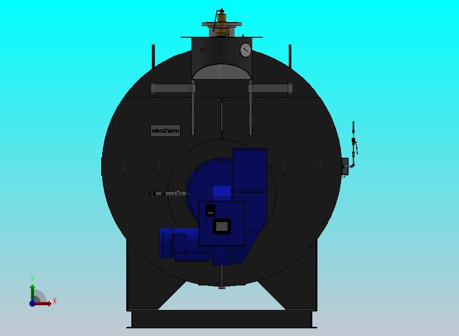 热水-湿式-300马力锅炉模型