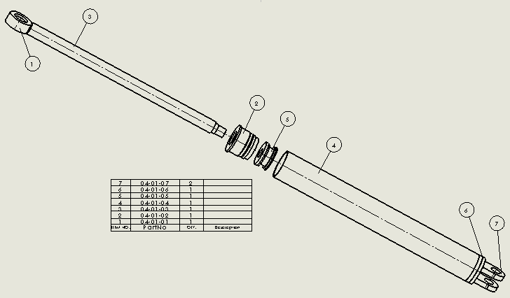 焊接式液压缸（前后安装）100x50x726.5毫米