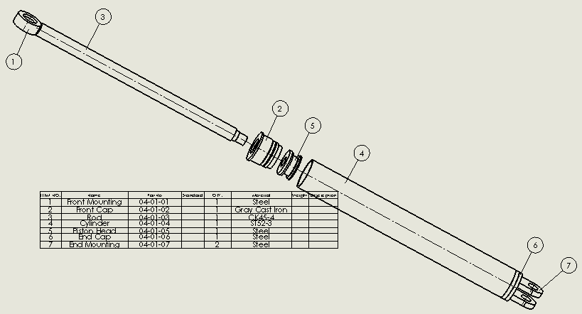 焊接式液压缸（前后安装）100x50x726.5毫米