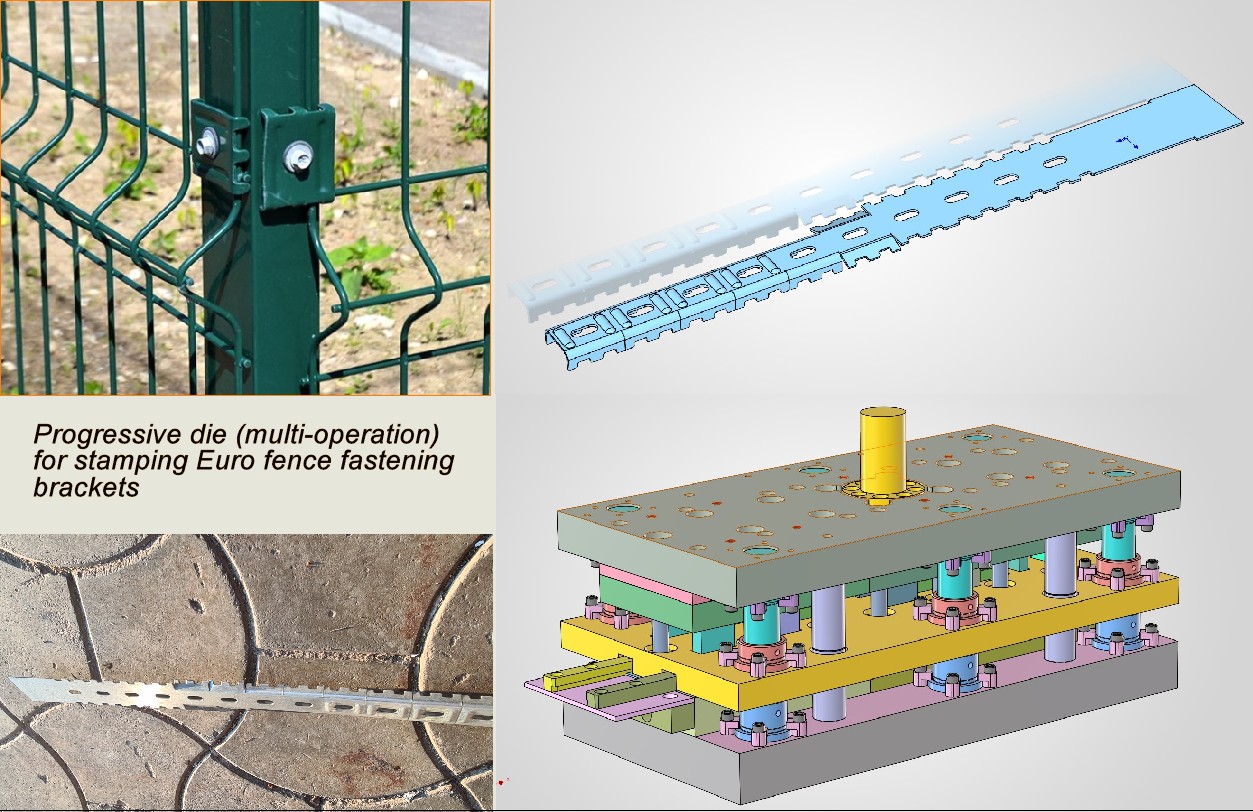 欧式围栏固定支架冲压级进模（多工序）