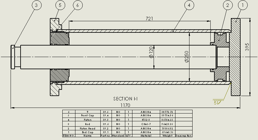 焊接式液压缸（后安装）250x120x720 mm