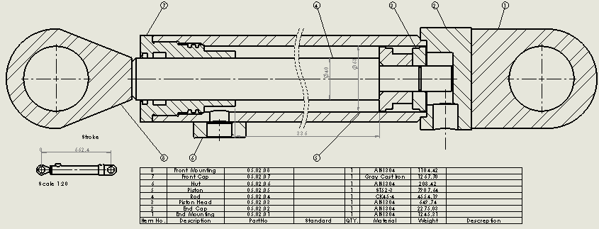 焊接式液压缸（前后安装）63x40x336 mm