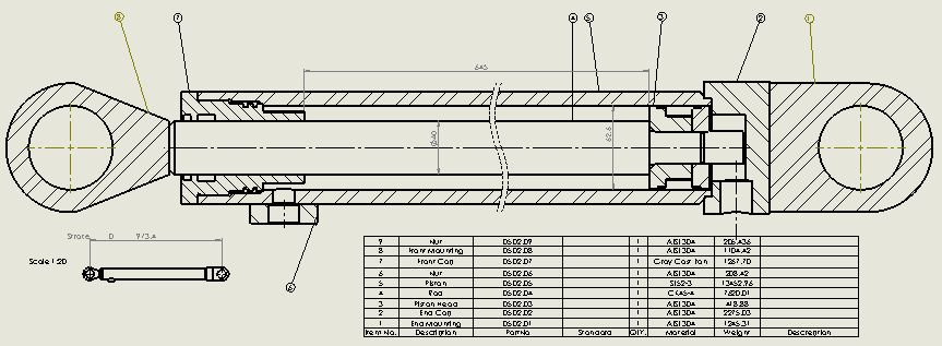 焊接式液压缸（前后安装）62.6x40x645 mm