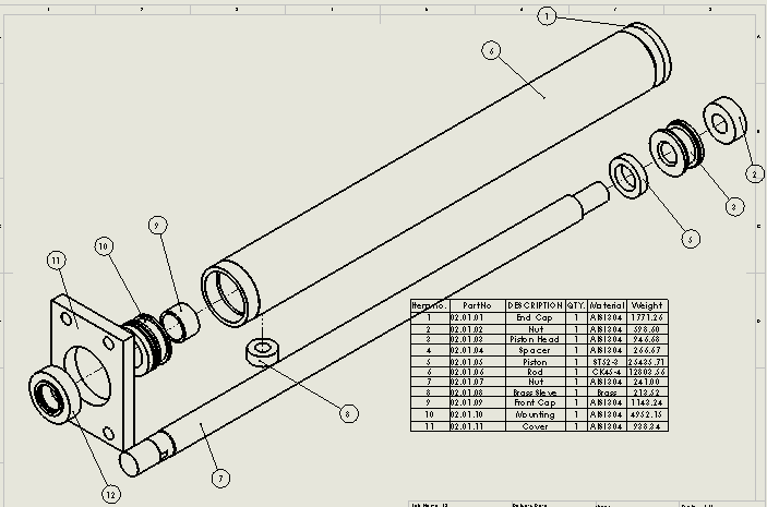 焊接式液压缸（前法兰安装）80x45x758 mm