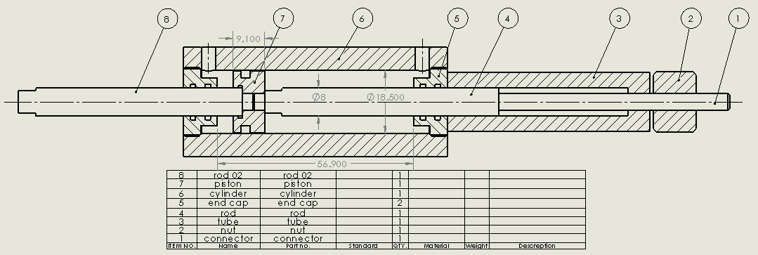 专用气缸（矩形-调节行程）18.5x8x55 mm