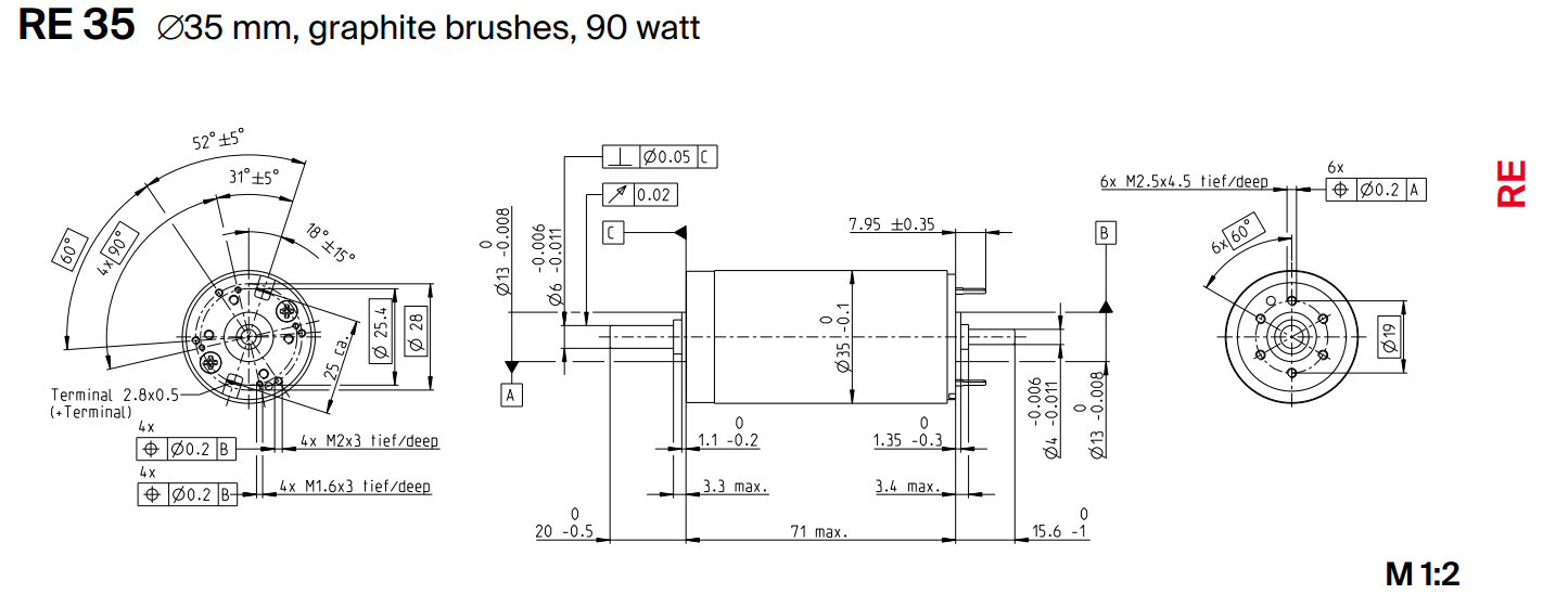 Maxon RE 35直流电机 - 90瓦