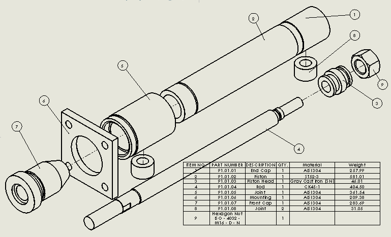 焊接式液压缸（杆端安装）25x16x124 mm