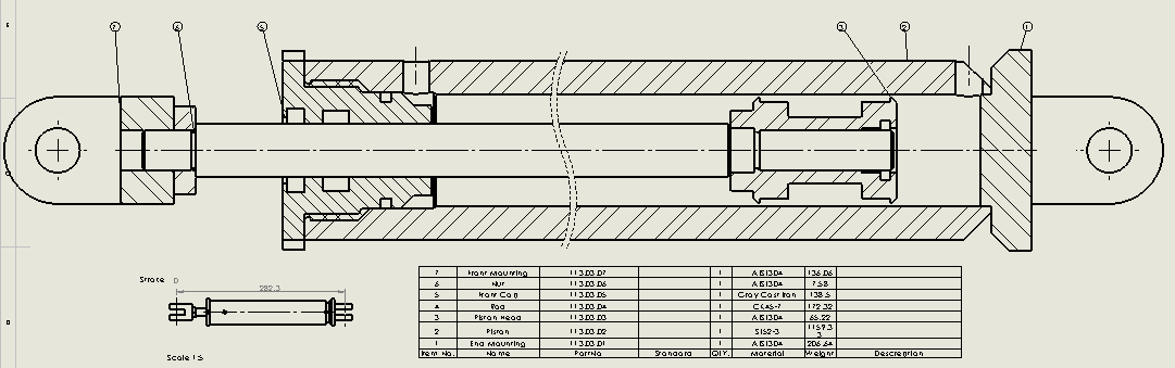 焊接式液压缸（带前安装孔）25x12x130 mm (1)