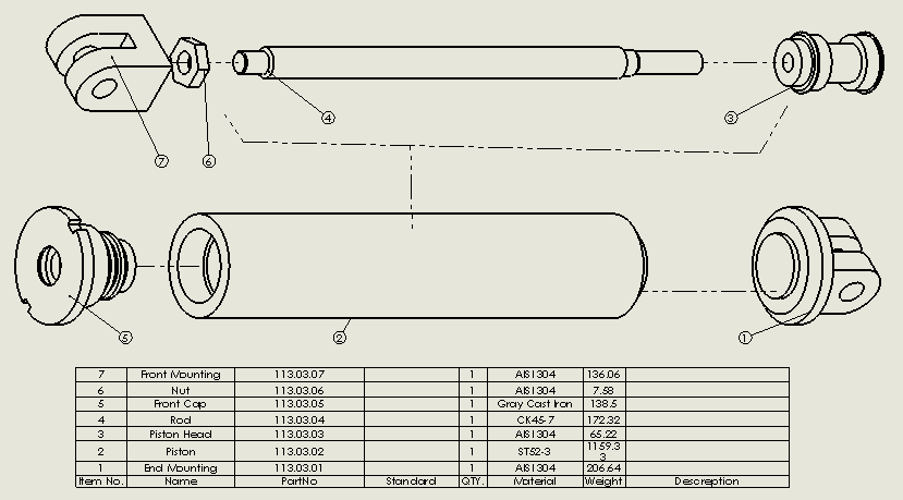 焊接式液压缸（带前安装孔）25x12x130 mm (1)