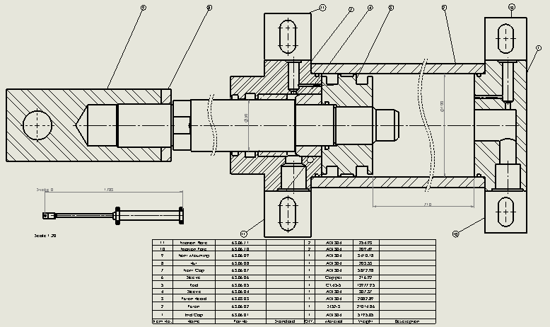 横拉杆液压缸（带底座）100x50x710 mm