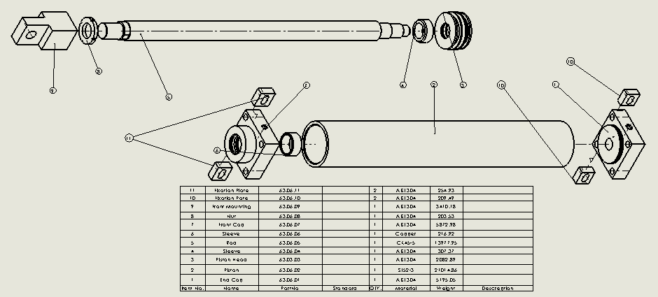 横拉杆液压缸（带底座）100x50x710 mm