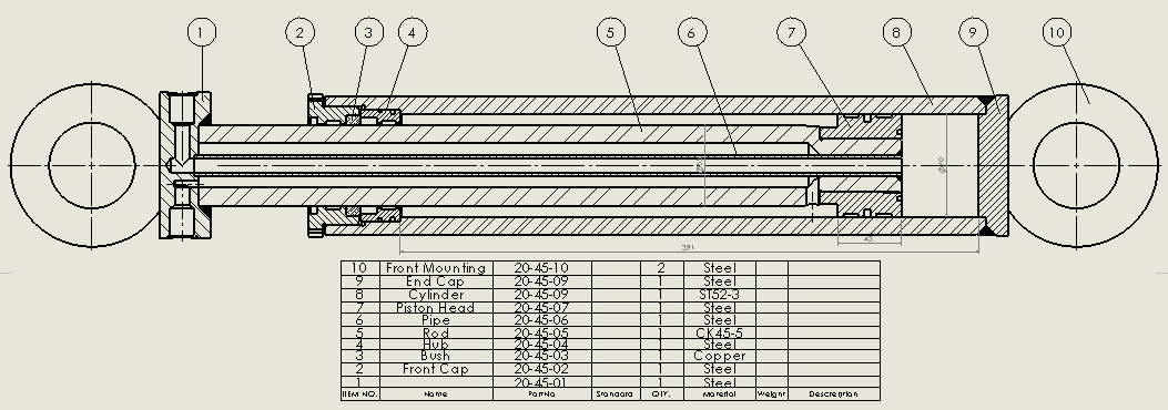焊接式液压缸（带前后端安装法兰）70x55x340毫米