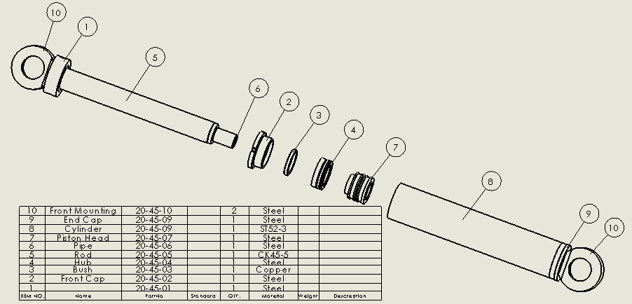 焊接式液压缸（带前后端安装法兰）70x55x340毫米