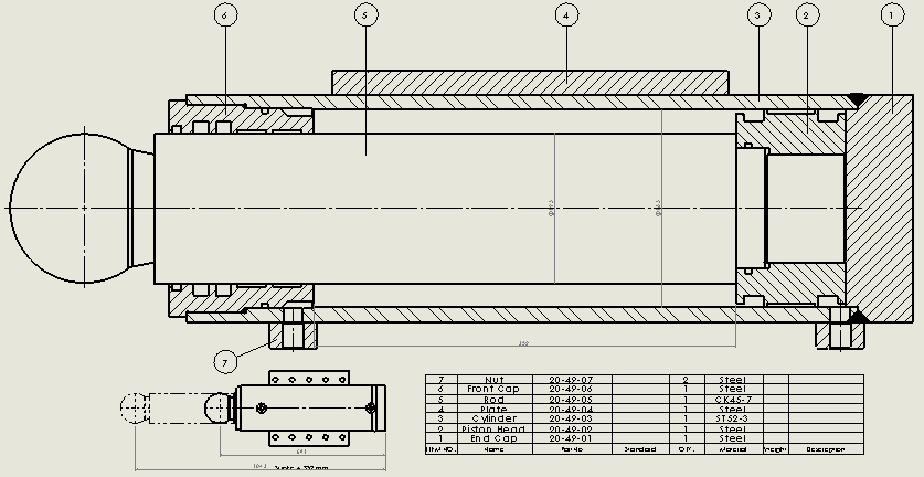 焊接式液压缸（面板安装）165x125x352毫米