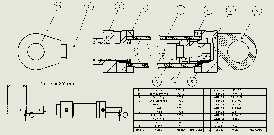 铣床用液压缸（带缓冲）100x63x200毫米