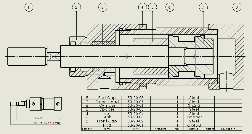 螺纹型液压缸 50x25x34.8 mm