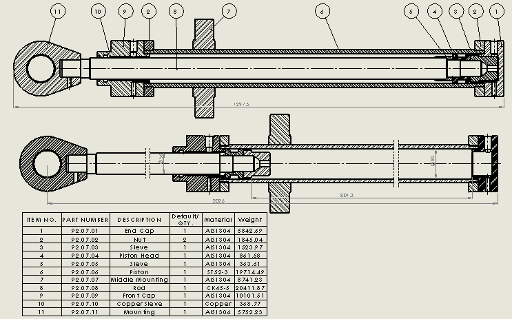 磨机式液压缸（带缓冲）80x56x800mm