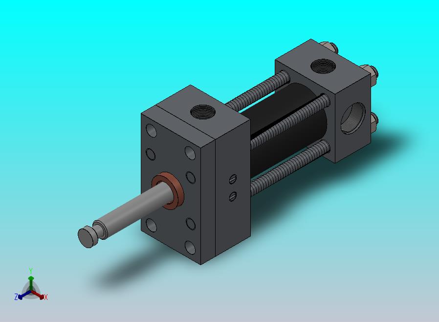 横拉杆液压缸（缓冲 - 前法兰）40x16x55.2毫米 (1)