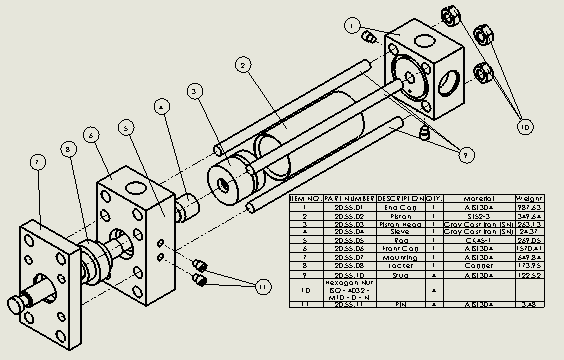 横拉杆液压缸（缓冲 - 前法兰）40x16x55.2毫米 (1)