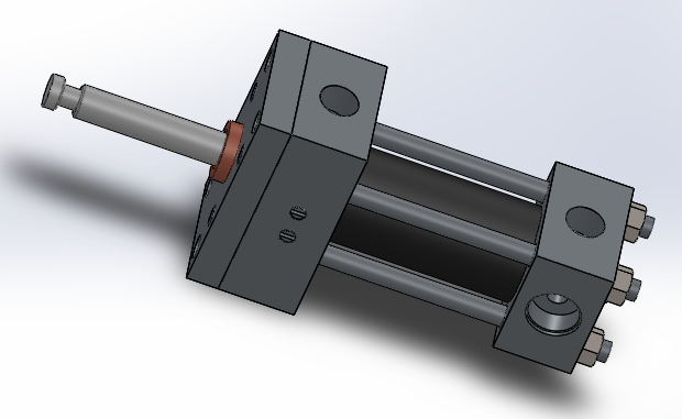横拉杆液压缸（缓冲 - 前法兰）40x16x55.2毫米 (1)