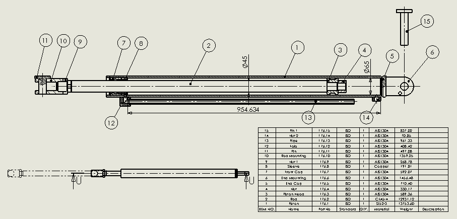 焊接式液压缸 65x45x920 mm