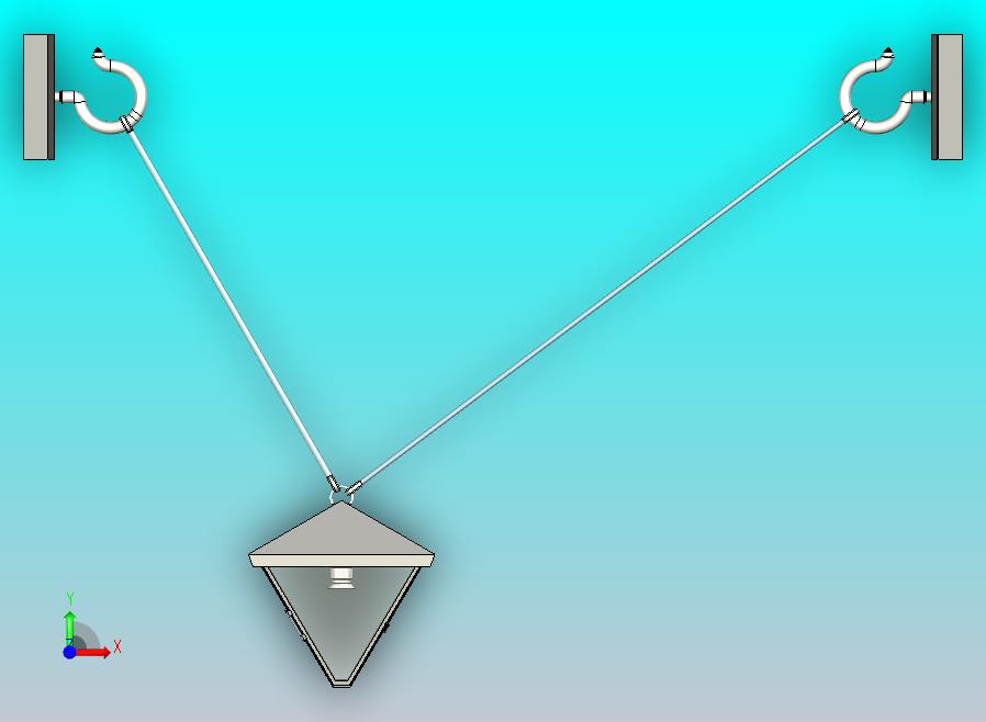 由两根杆支撑的灯