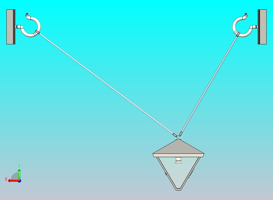 由两根杆支撑的灯