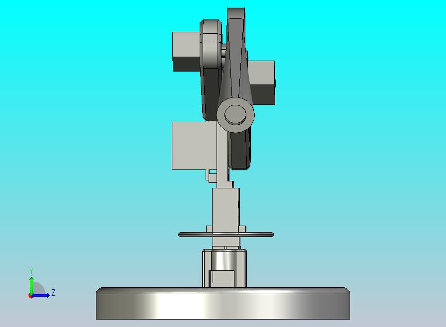 带有磁性夹持器端部单元的3自由度（3-DOF）机器人手臂。
