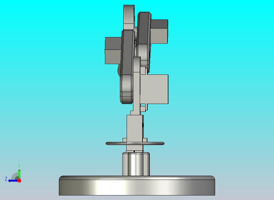 带有磁性夹持器端部单元的3自由度（3-DOF）机器人手臂。