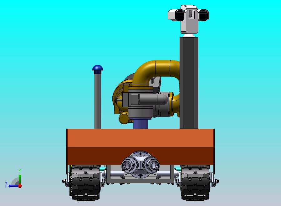 防爆消防灭火侦察机器人，用耐高温履带避震式底盘设计，履带底盘+消防水炮+管道