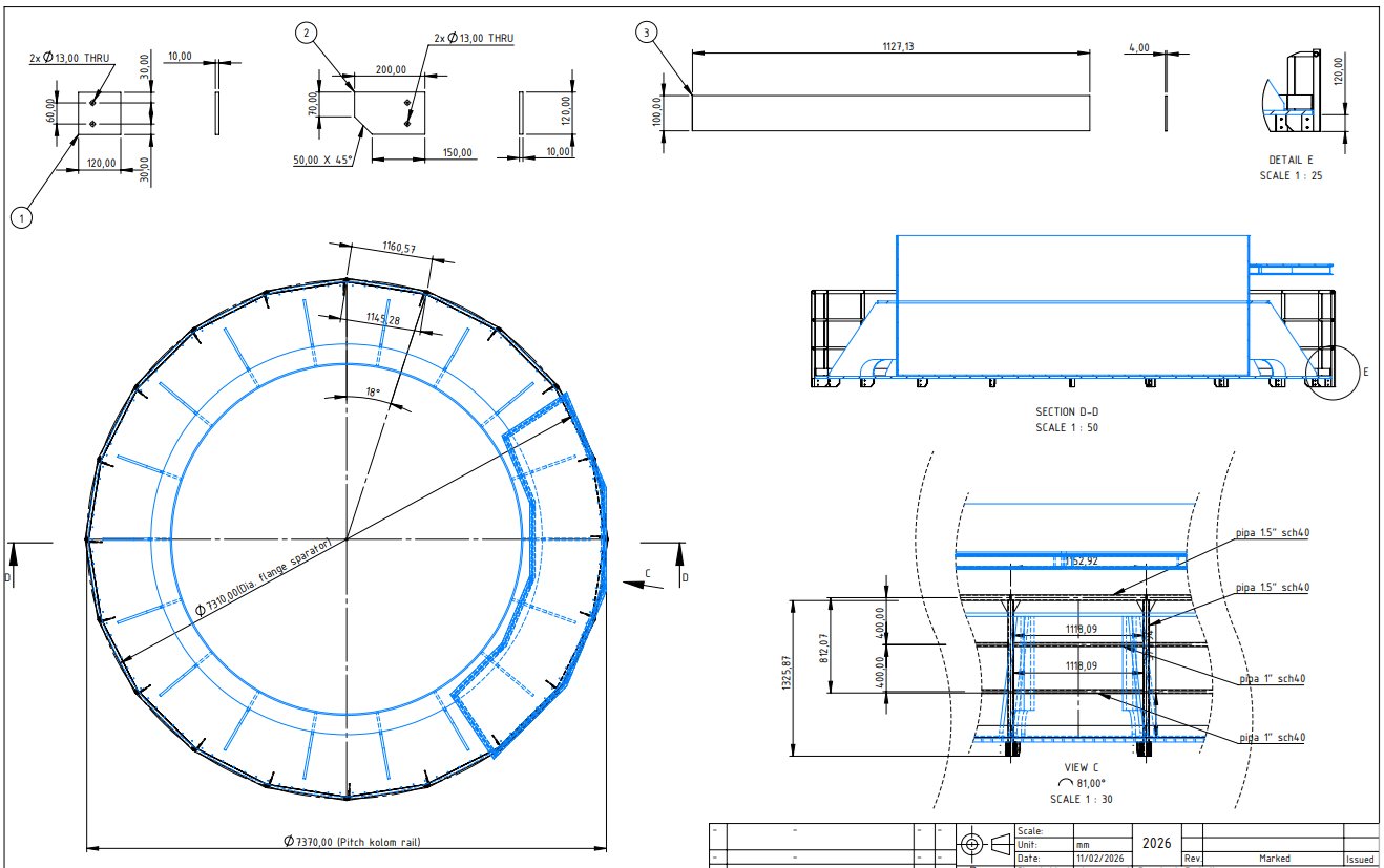 圆形扶手及平台