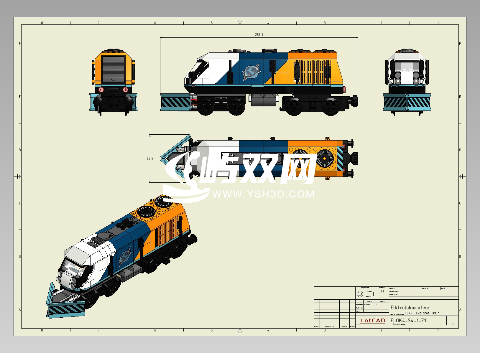 60470极地探险列车头立体拼装模型3D图纸 STP格式
