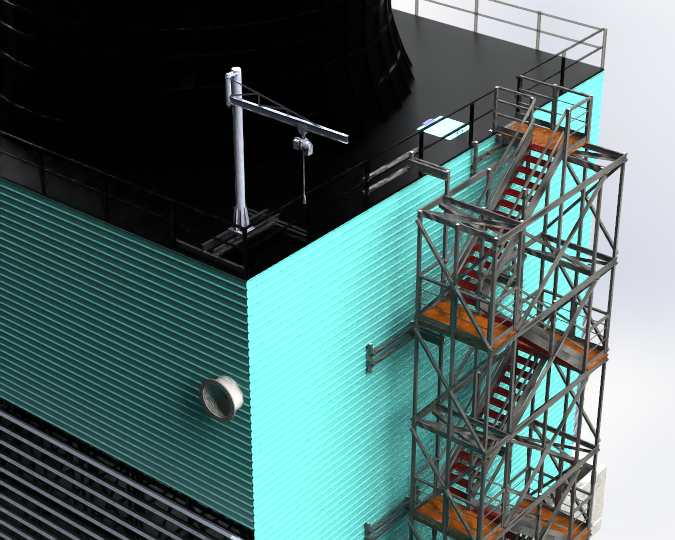 7个单元组成的冷却塔3D数模图纸 STEP格式