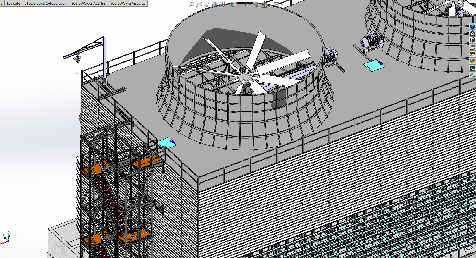 7个单元组成的冷却塔3D数模图纸 STEP格式