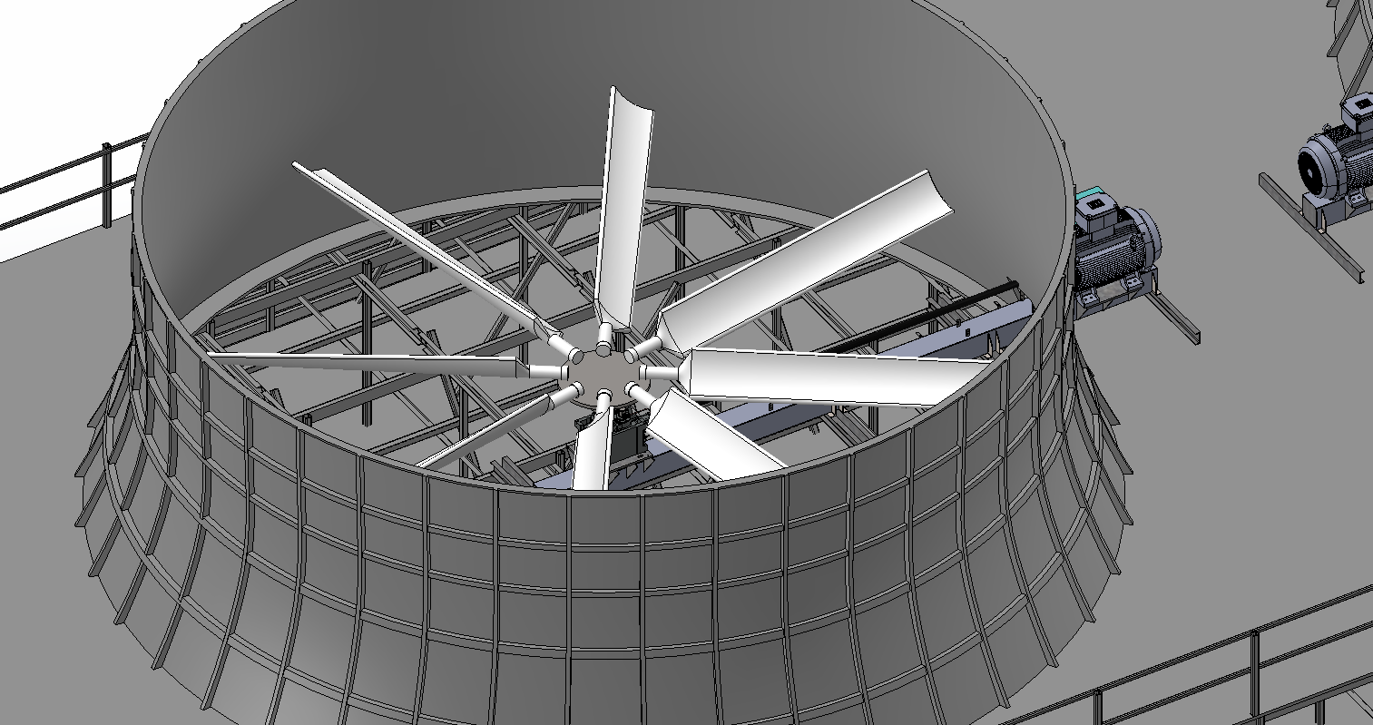 7个单元组成的冷却塔3D数模图纸 STEP格式