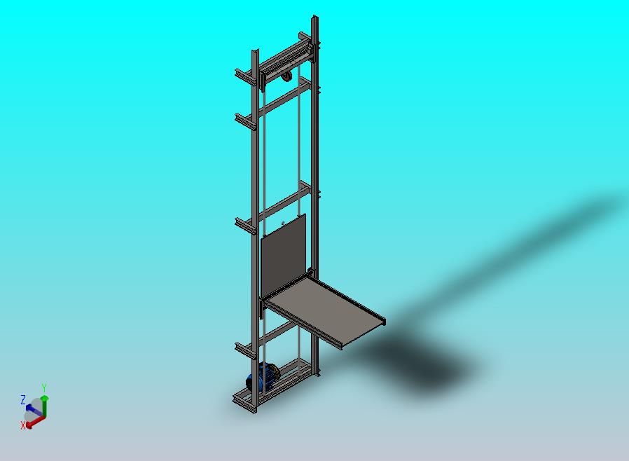 绞车式提升机3D图纸 Solidworks设计