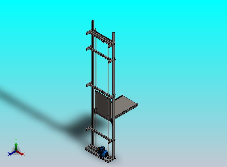 绞车式提升机3D图纸 Solidworks设计