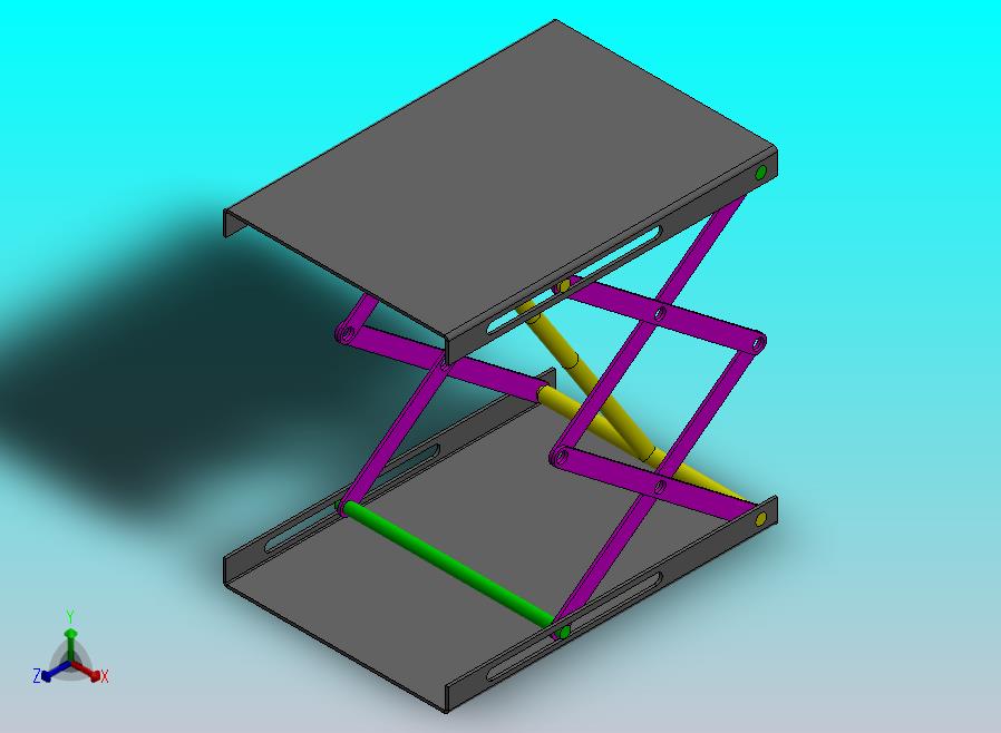 液压剪叉式升降机构3D图纸 Solidworks设计