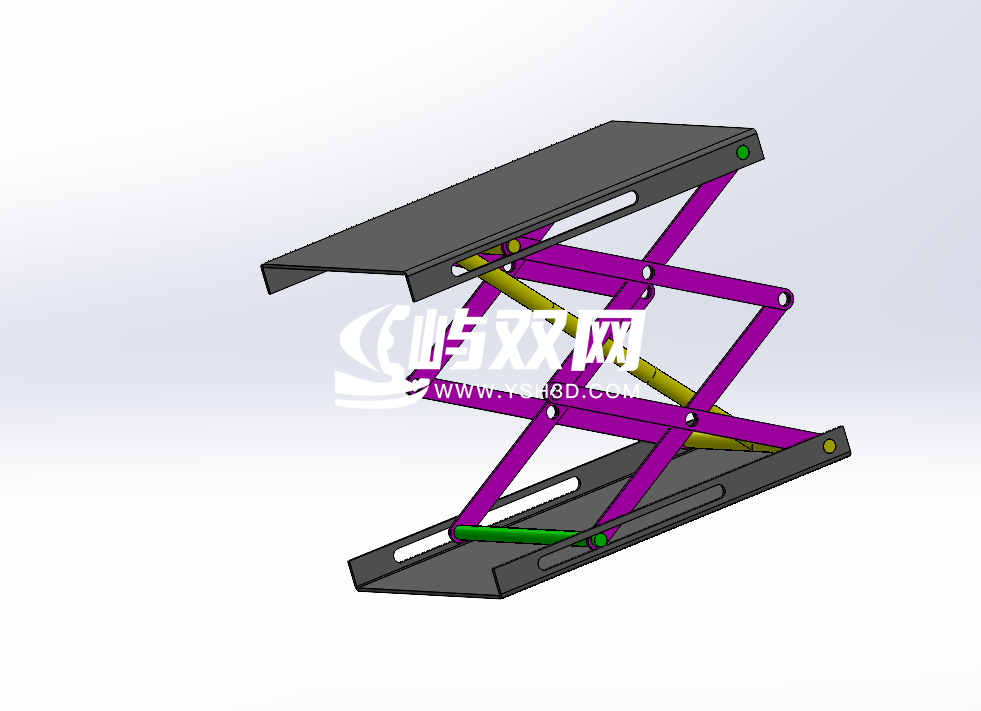液压剪叉式升降机构3D图纸 Solidworks设计