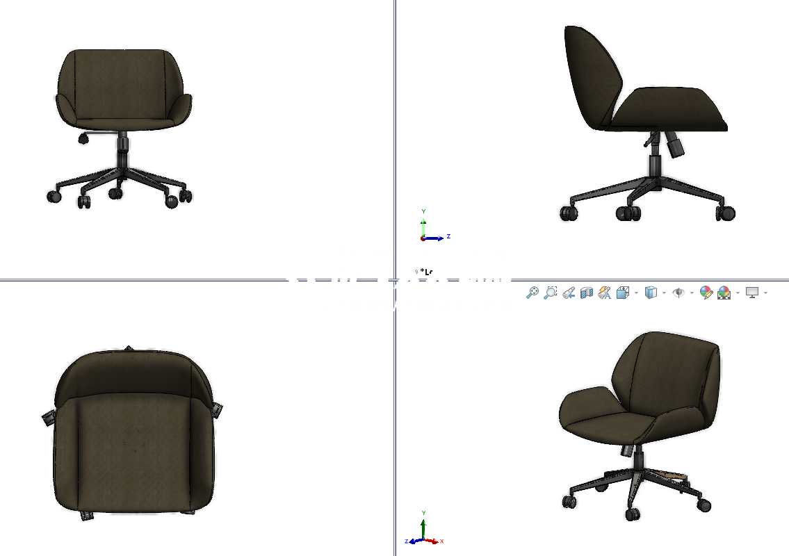 包覆款办公工学椅3D数模图纸 Solidworks设计