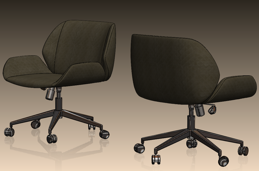 包覆款办公工学椅3D数模图纸 Solidworks设计