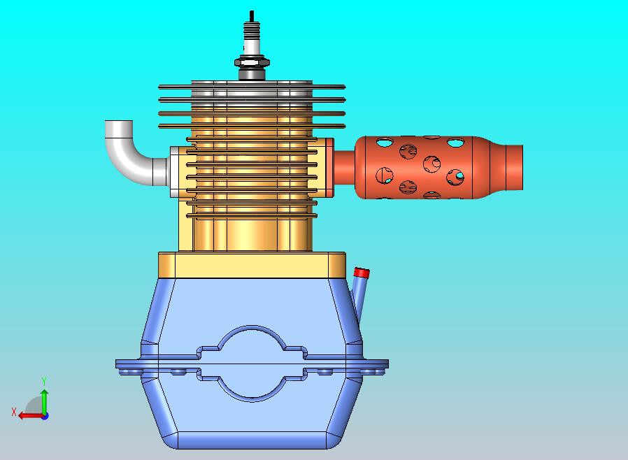 带消音装置的发动机模型