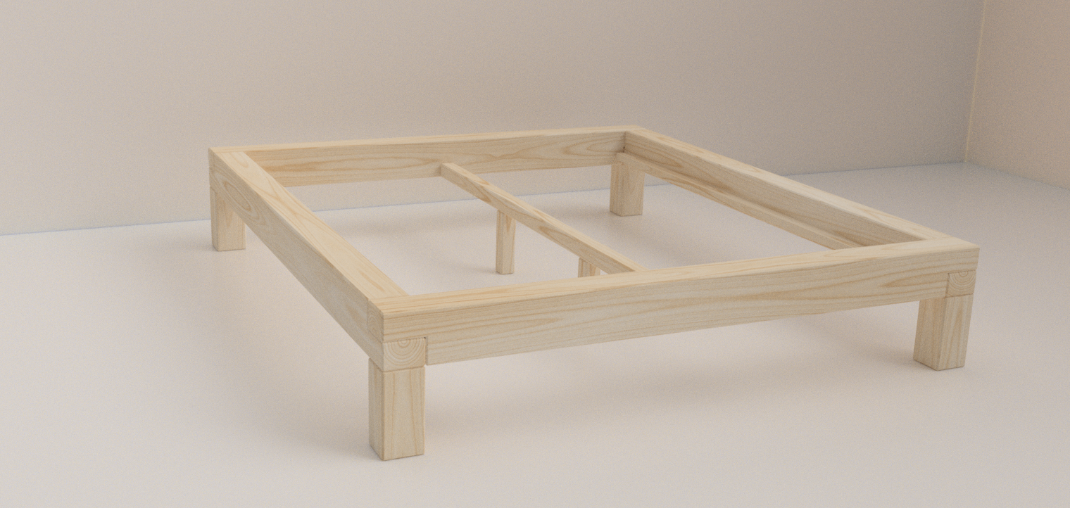 简单的木床 - 180 × 200 厘米