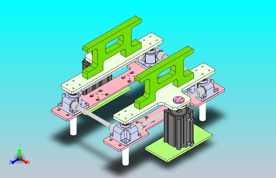 同步升降器的双气缸顶升机构