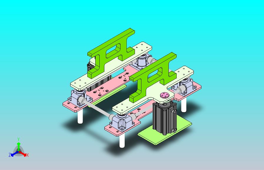 同步升降器的双气缸顶升机构